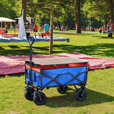 Carrinho de acampamento de jardim de grande capacidade com design de quatro rodas dobrável e dobrável